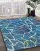 Machine Washable Abstract Blue Rug in a Family Room, wshabs549