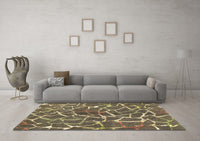 Machine Washable Abstract Brown Modern Rug, wshabs549brn