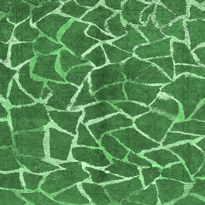 Square Machine Washable Abstract Emerald Green Modern Area Rugs, wshabs549emgrn
