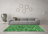 Machine Washable Abstract Emerald Green Modern Rug, wshabs549emgrn