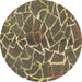 Round Abstract Brown Modern Rug, abs549brn