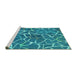 Sideview of Machine Washable Abstract Turquoise Modern Area Rugs, wshabs549turq