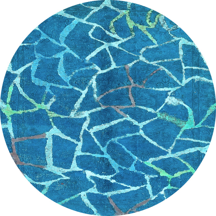 Round Machine Washable Abstract Light Blue Modern Rug, wshabs549lblu