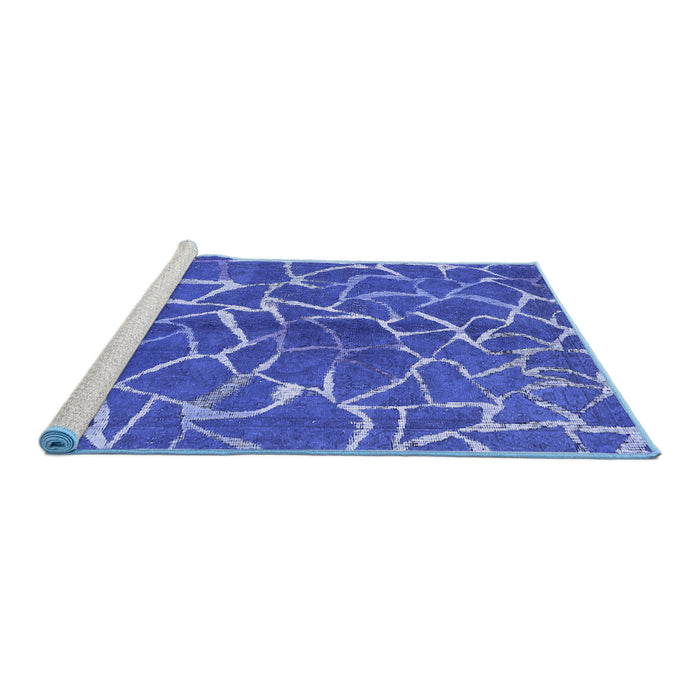 Sideview of Machine Washable Abstract Blue Modern Rug, wshabs549blu