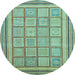 Round Machine Washable Abstract Light Blue Modern Rug, wshabs54lblu