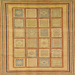 Square Machine Washable Abstract Sedona Brown Rug, wshabs54