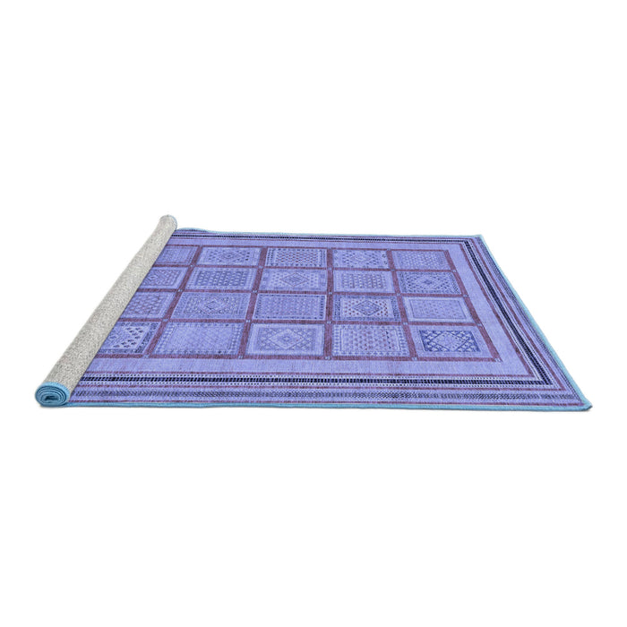 Sideview of Machine Washable Abstract Blue Modern Rug, wshabs54blu