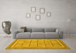 Machine Washable Abstract Yellow Modern Rug in a Living Room, wshabs54yw