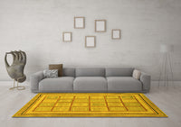 Machine Washable Abstract Yellow Modern Rug, wshabs54yw