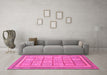 Machine Washable Abstract Pink Modern Rug in a Living Room, wshabs54pnk