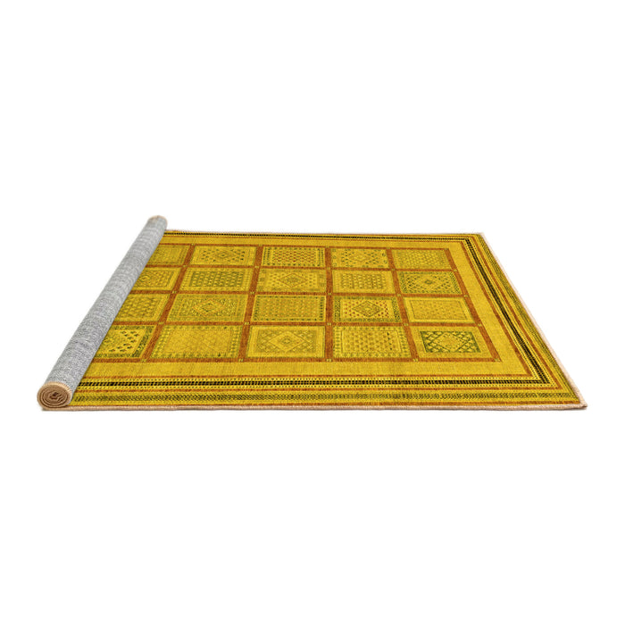 Sideview of Machine Washable Abstract Yellow Modern Rug, wshabs54yw