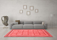 Machine Washable Abstract Red Modern Rug, wshabs54red