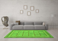 Machine Washable Abstract Green Modern Rug, wshabs54grn