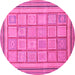 Round Machine Washable Abstract Pink Modern Rug, wshabs54pnk