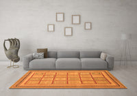 Machine Washable Abstract Orange Modern Rug, wshabs54org