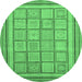 Round Abstract Emerald Green Modern Rug, abs54emgrn