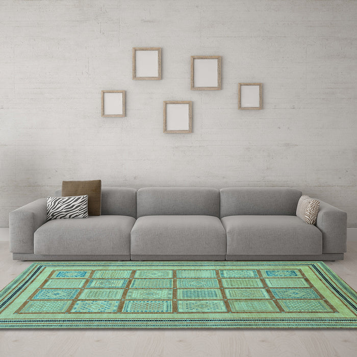 Machine Washable Abstract Light Blue Modern Rug in a Living Room, wshabs54lblu