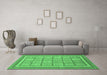 Machine Washable Abstract Emerald Green Modern Area Rugs in a Living Room,, wshabs54emgrn