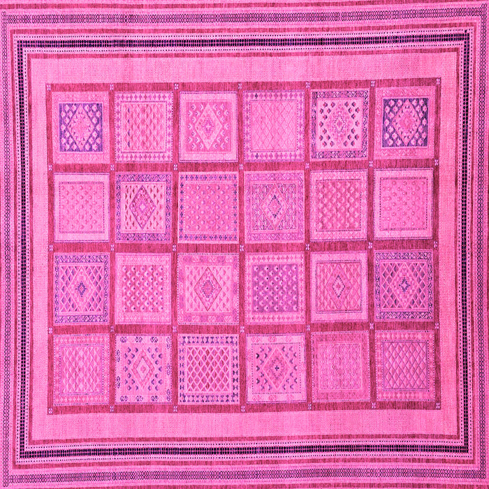Square Machine Washable Abstract Pink Modern Rug, wshabs54pnk