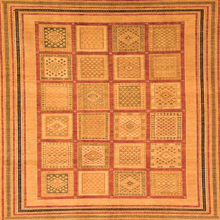 Square Machine Washable Abstract Orange Modern Area Rugs, wshabs54org