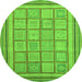 Round Machine Washable Abstract Green Modern Area Rugs, wshabs54grn