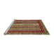 Sideview of Machine Washable Abstract Saffron Red Rug, wshabs550