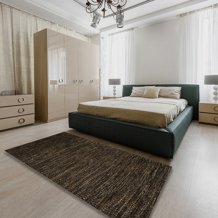 Abstract Dark Brown Modern Rug in a Bedroom, abs5500