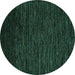 Round Machine Washable Abstract Turquoise Modern Area Rugs, wshabs5500turq