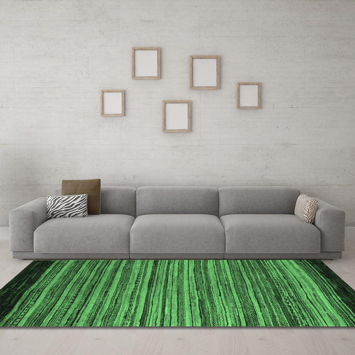 Machine Washable Abstract Emerald Green Modern Area Rugs in a Living Room,, wshabs5501emgrn