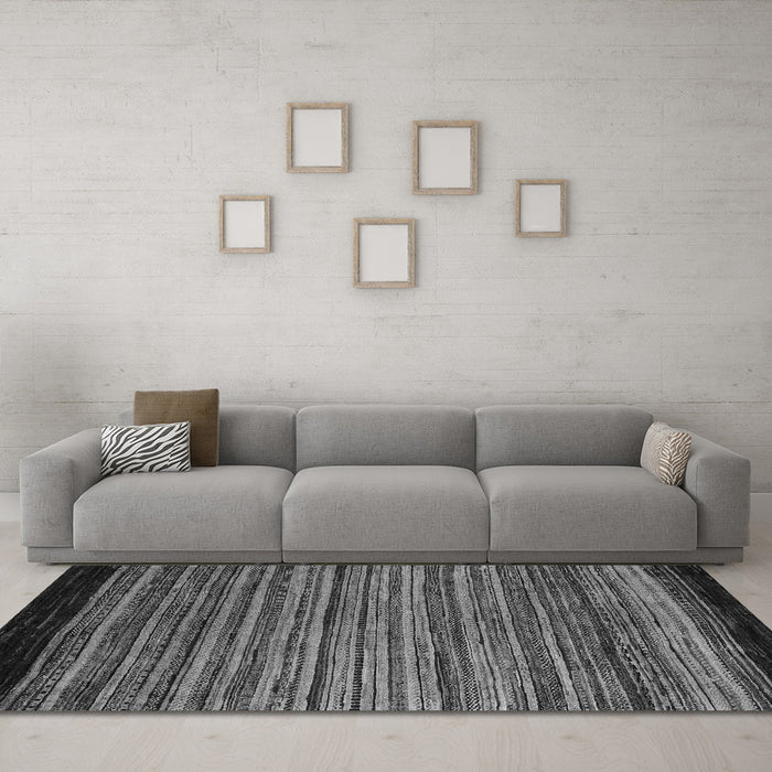 Machine Washable Abstract Gray Modern Rug in a Living Room,, wshabs5501gry