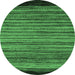 Round Machine Washable Abstract Emerald Green Modern Area Rugs, wshabs5501emgrn