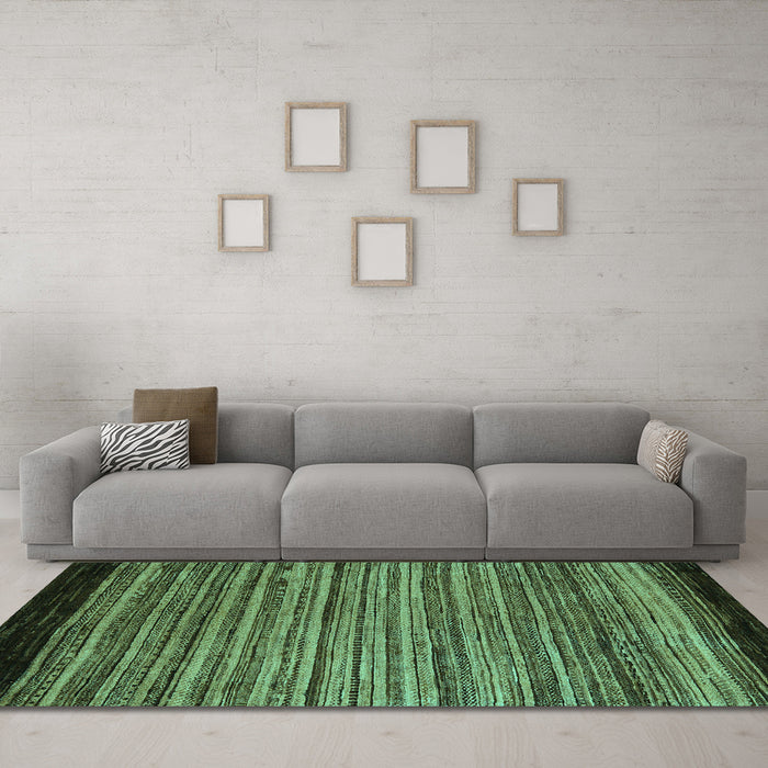 Machine Washable Abstract Turquoise Modern Area Rugs in a Living Room,, wshabs5501turq