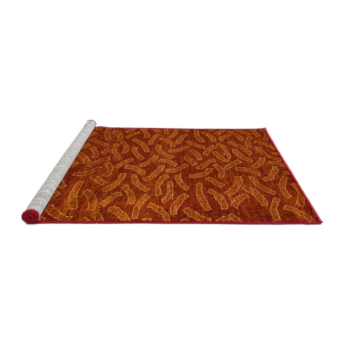 Sideview of Machine Washable Abstract Red Rug, wshabs5502