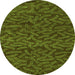 Round Machine Washable Abstract Green Modern Area Rugs, wshabs5502grn