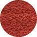 Round Machine Washable Abstract Orange Modern Area Rugs, wshabs5502org