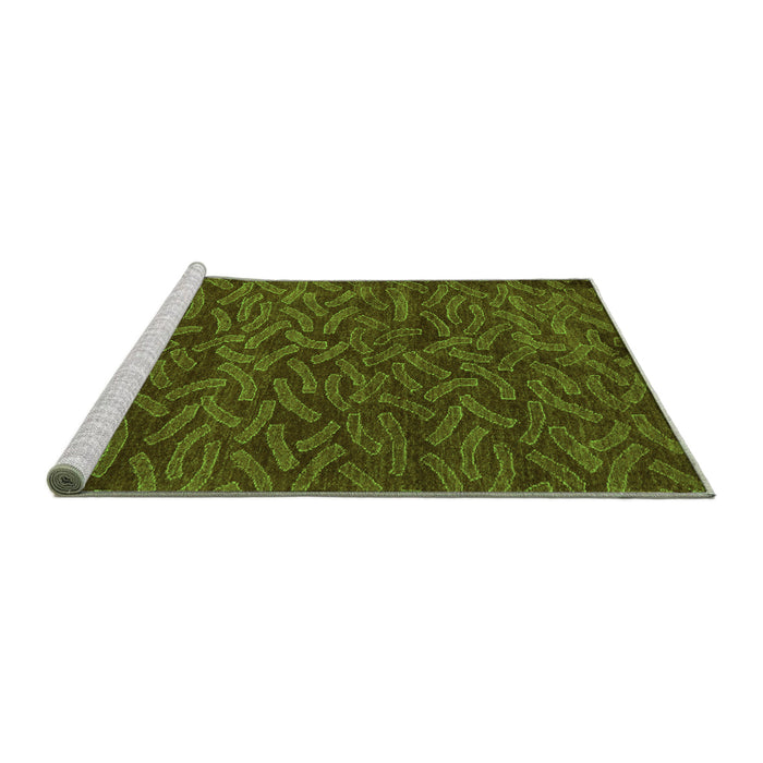 Sideview of Machine Washable Abstract Green Modern Area Rugs, wshabs5502grn