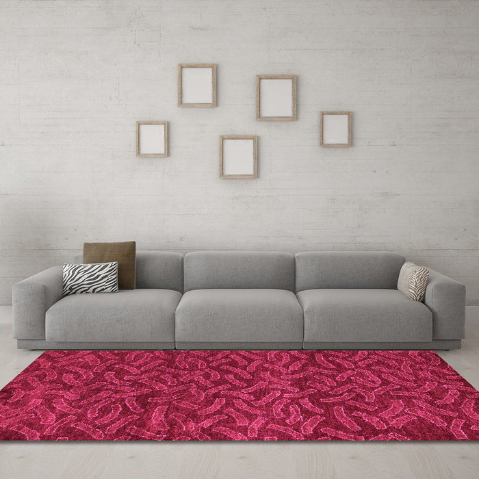 Machine Washable Abstract Pink Modern Rug in a Living Room, wshabs5502pnk