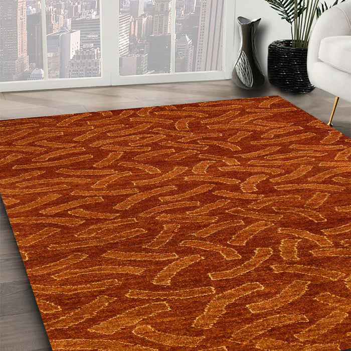 Abstract Red Modern Rug in Family Room, abs5502