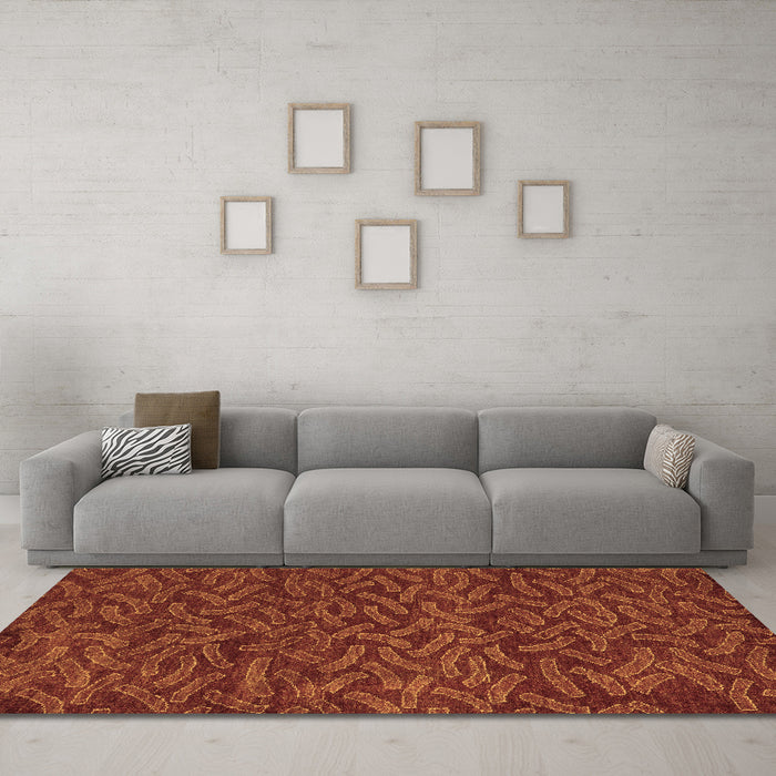 Machine Washable Abstract Brown Modern Rug in a Living Room,, wshabs5502brn