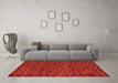 Machine Washable Abstract Orange Modern Area Rugs in a Living Room, wshabs5502org