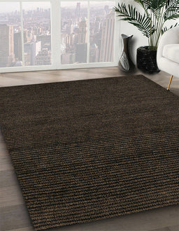 Abstract Dark Brown Oriental Rug in Family Room, abs5503