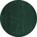 Round Machine Washable Oriental Turquoise Modern Area Rugs, wshabs5503turq