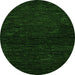 Round Machine Washable Oriental Green Modern Area Rugs, wshabs5504grn