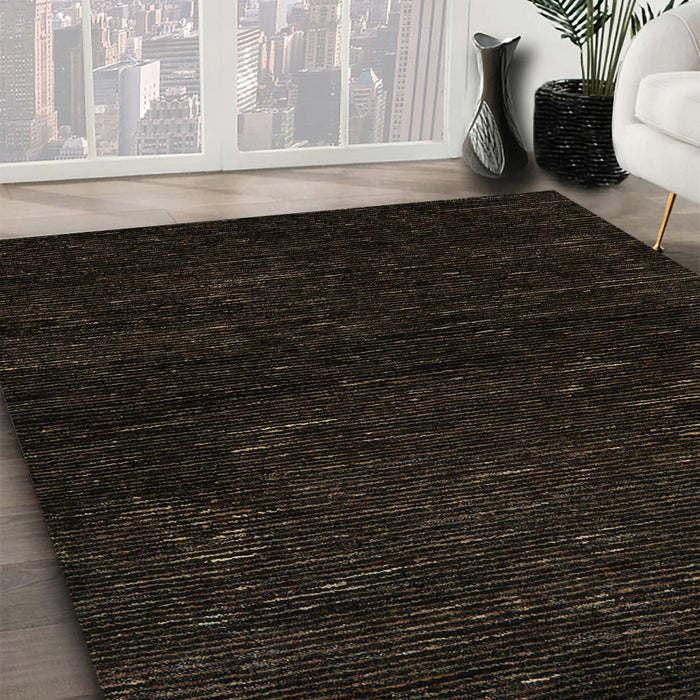 Abstract Chocolate Brown Oriental Rug in Family Room, abs5504