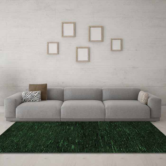 Machine Washable Oriental Emerald Green Modern Area Rugs in a Living Room,, wshabs5504emgrn