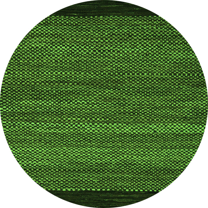 Round Machine Washable Oriental Green Modern Area Rugs, wshabs5505grn