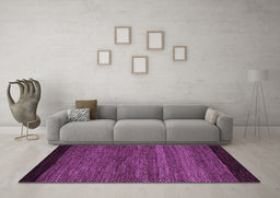 Machine Washable Oriental Purple Modern Area Rugs in a Living Room, wshabs5505pur