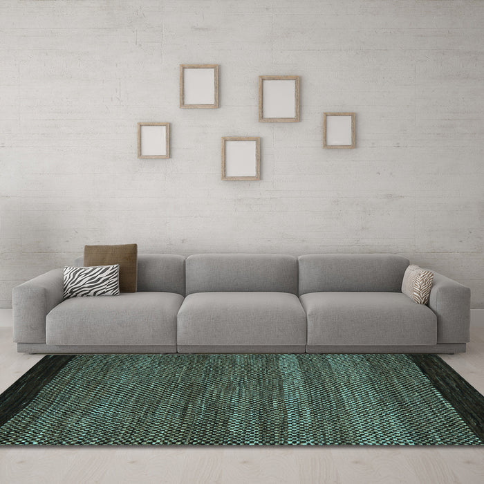 Machine Washable Oriental Light Blue Modern Rug in a Living Room, wshabs5505lblu