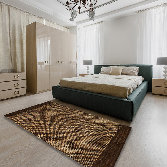 Abstract Red Oriental Rug in a Bedroom, abs5505