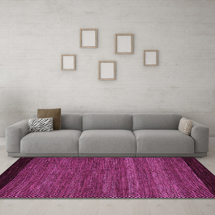 Machine Washable Oriental Pink Modern Rug in a Living Room, wshabs5505pnk